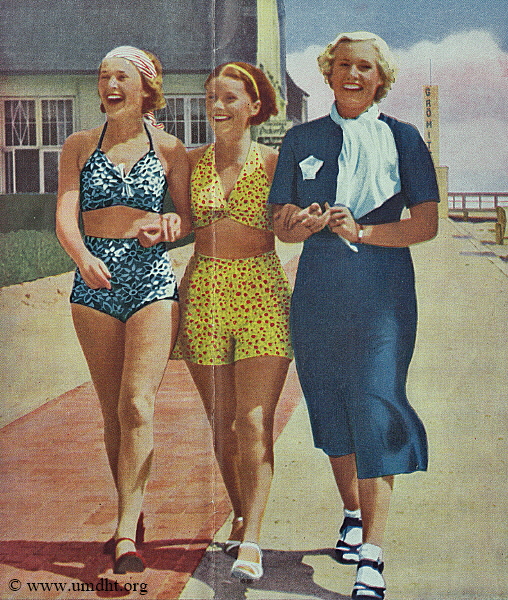 Werbeaufnahme aus dem Jahre 1938 vor der ,,Strand - Halle� in Gr�mitz (ab 1940 ,,Kurpalast Strandhalle� in Gr�mitz).