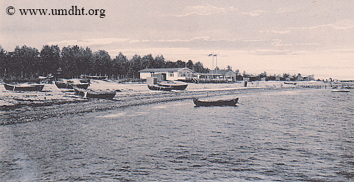 Vorbecks Strandhalle um das Jahr 1909 mit K�stenlandschaft.  -  F�r eine gr��ere Bilddarstellung klicken Sie bitte auf das Foto.