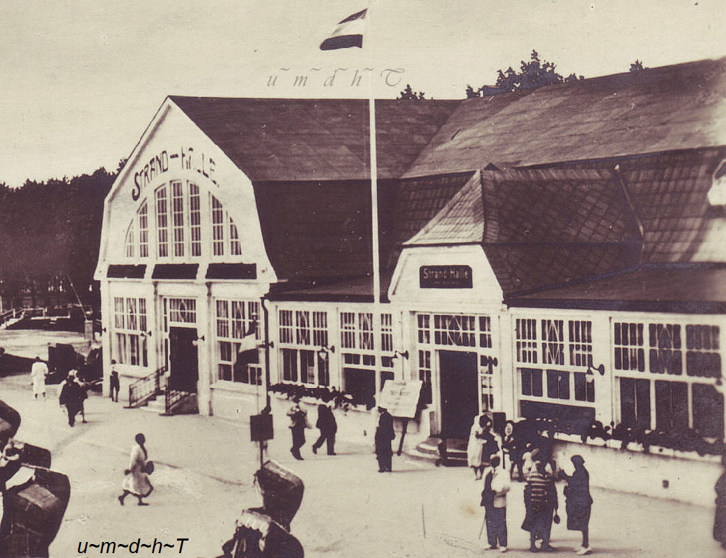 Die Strand - Halle von Christian Sachau in Gr�mitz um das Jahr 1929.