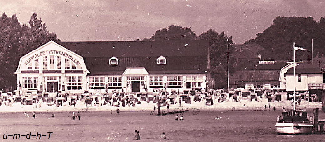 Das Geb�ude Kurpalast - Standhalle um das Jahr 1941 / 1942. Besonders erw�hnenswert ist nicht nur der ge�nderte Geb�udename, sondern vor allem auch die v�llig neue  Gestaltung des aufgemahlen Fensterelementes. Beachten Sie in diesem Zusammenhang unsere Vergleichsbilderserie.